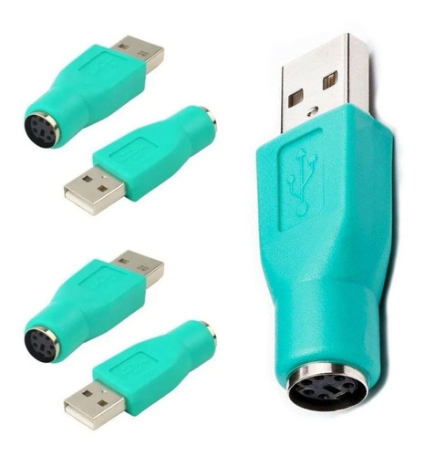 Kit 5 Conversor Ponta Usb Macho X Ps2 Fêmea Plug Adaptador