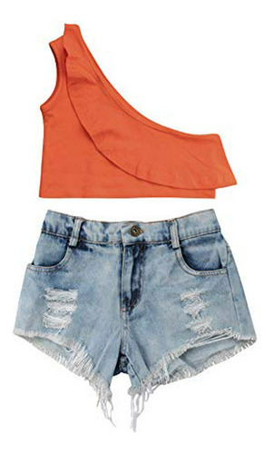 Conjunto Verano Niña: Blusa Tirante + Shorts Rotos