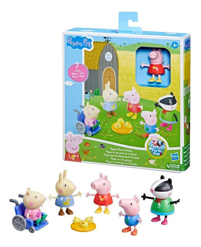 Peppa Pig Granja Animalitos 7 Figuras Familia Muñecos Hasbro