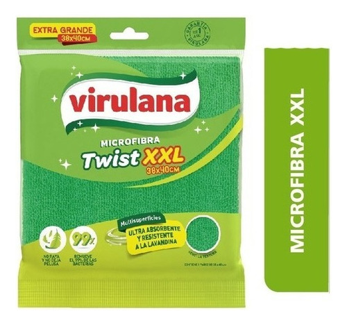 Paño Microfibra Virulana 38x40 Detailing Multiuso Limpieza Color Verde