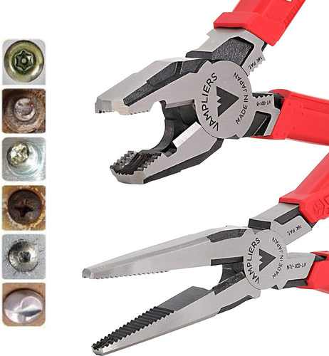 2piece Screw Extractor Pliers Set 7.5  Long Nose + 8  H...