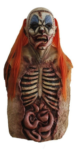 Mascara De Latex: Payaso Zombie Cosido, Pectoral, Halloween Color Naranja Oscuro