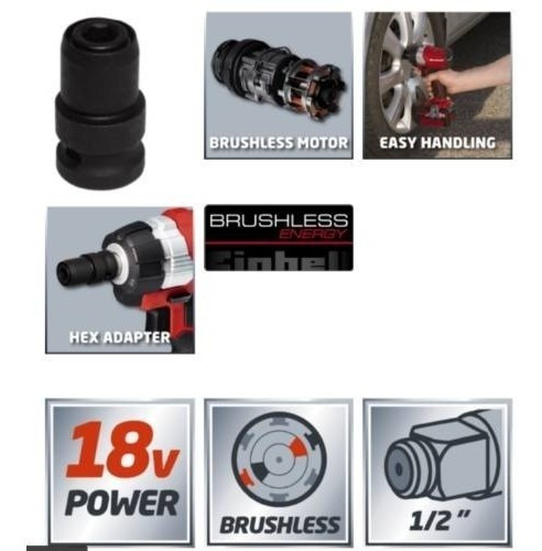 Imagen 3 de 9 de Llave Impacto A Bateria Einhell Te-cw 18 + Starter Kit 4.0ah