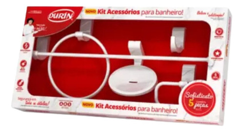 Kit Acessórios Banheiro Durin Sofisticato 5 Peças Móvel Branco