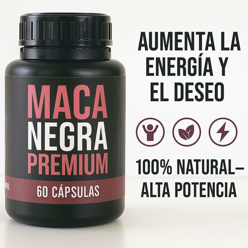 Maca Negra Peruana Libido+energia Natural Promo X 3 Sin Sabor