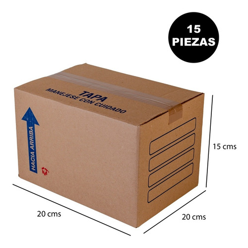 Imagen 2 de 2 de 15 Cajas De Carton Corrugado Para Empaque 20x20x15 Cms Mp27