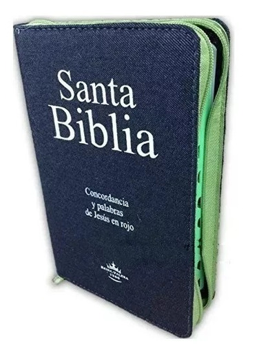 Biblia Mediana Rvr1960 Jean Con Índice Y Cierre Verde, Envío