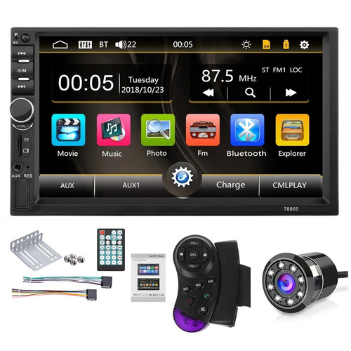 Radio Carro + Camara Bluetooth Usb Sd Aux  7'' Hd 4x60w 