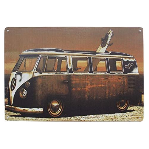 Vintage Bus Kombi Van, Rustic Metal Tin Sign, Tin Poste...