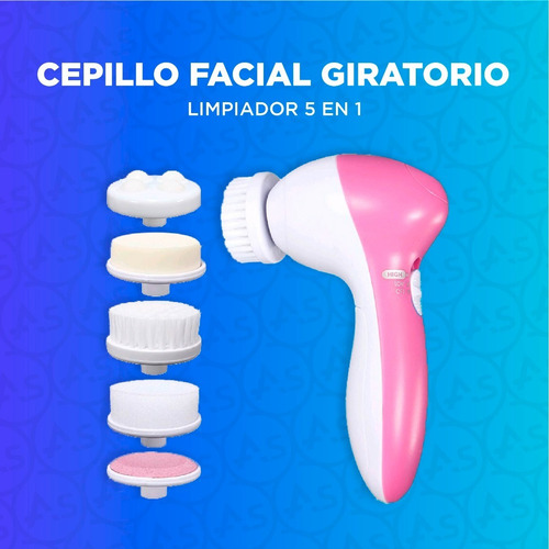 Imagen 2 de 10 de Cepillo Facial Limpiador Eléctrico Masajeador Rostro 5 En 1