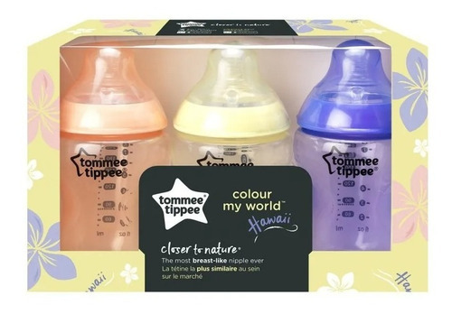 Tommee Tippee Mamadera Color My World Hawaii X 260ml 0m+ X 3 Color NENA