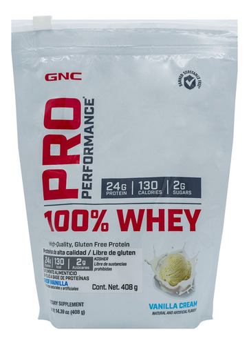 100% Whey Proteína De Suero De Leche Pro Performance 408 Grs Sabor Vainilla