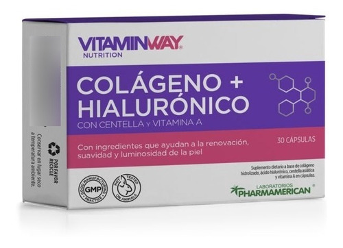 X3 Cajas Colágeno + Acido Hialuronico Vitamin Way X 30 Caps