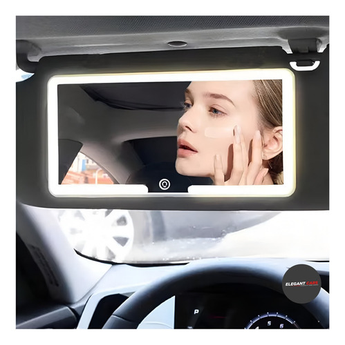 Espejo Retrovisor Con Led Para Visera De Auto Recarglable