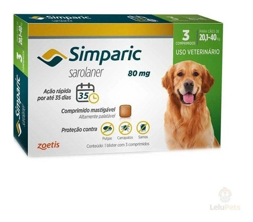 Simparic 80mg 20 A 40kg C/3