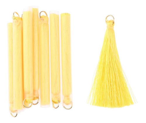 10 Piezas Borlas De Nylon Con Colgante Hecho Amarillo