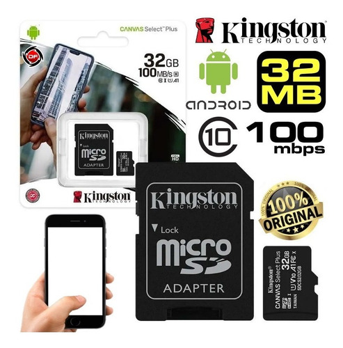 Tarjeta De Memoria Micro Sdhc 32gb 100mbps Kingston Celular