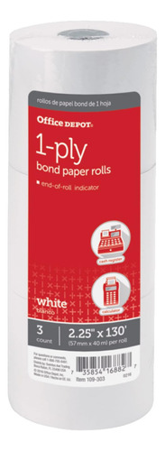 Rollos Papel Una Sola Capa Office Depot, 2 X 130 Pies, 3