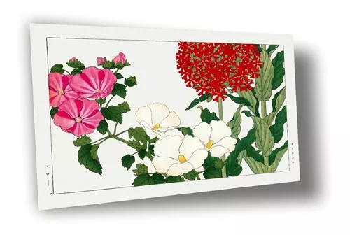Cuadro Canvas Bastidor Arte Nihonga Japón Flor Malva 71x100