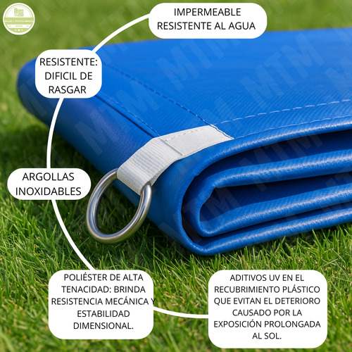 Lona Ahulada Para Agua 5x6 Mts Azul Reforzada Con Argollas