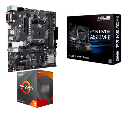 Kit Placa Mãe Asus A520m-e  Amd Ryzen 3 4100 3.8ghz