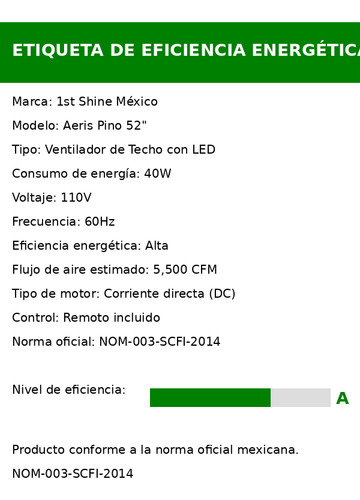 Ventilador De Techo Blanco 1st Shine 52 3 Aspas Abs Control Diámetro 1.321 M Frecuencia 60 Hz Material De Las Aspas Plástico