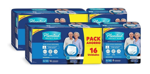 Imagen 2 de 4 de Pañal Para Adultos Plenitud Protect Plus 2x 8 Y 2x 16 Combo