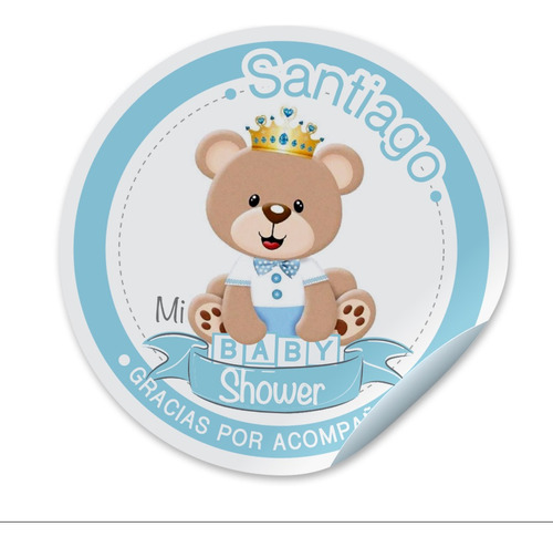 Mi Baby Shower Niño Etiquetas Personalizadas 100 Piezas 4cm