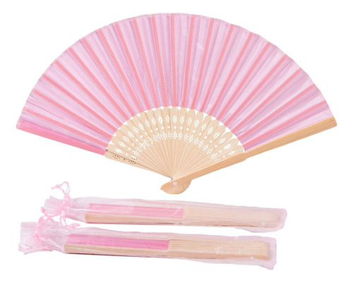  Plegable Ventilador Seda Rosa Para Bodas Y Fiestas 