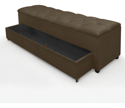 Recamier Baú Divã Com Gaveta Luxo Paris 1,50m Para Quarto E Sala Retro Sapateira Banco Moderno Marrom