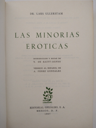 Libro - Las Minorías Eróticas México 1967