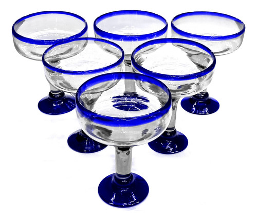 Set De 6 Copas Margarita Yulin Borde Y Pie De Color 16oz