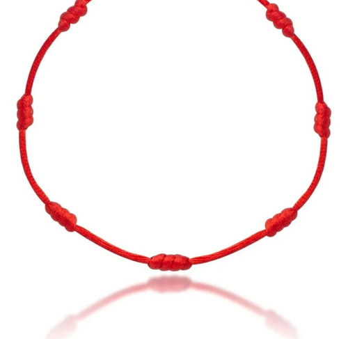 Kit 4 Pulseira Kabbalah 7 Nós Vermelha Ajustável Cetim