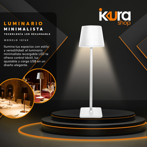 Lampara De Mesa Adir 10769 Inalámbrica Blanca Recargable Blanco Blanco