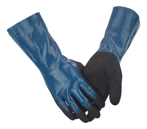 Guantes De Trabajo Largos, Caucho De Nitrilo, Nailon, Aceite