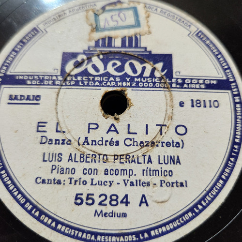 Pasta Luis Alberto Peralta Luna Piano Canta Trio Odeon C597