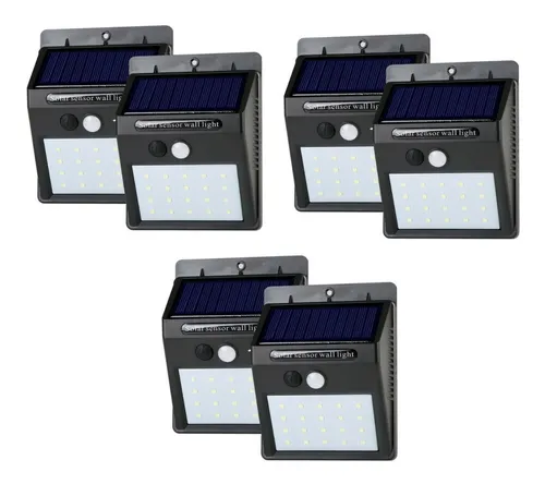 comprar Pack X6 Aplique Reflector Led Panel Solar Sensor Movimiento 