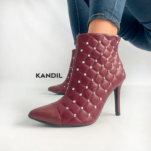 Botineta Vizzano Mujer Zia Bordo Tachas Taco Aguja Noche