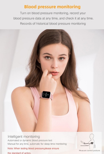 Reloj Inteligente Rosa Smartwatch Sumergible Control Música