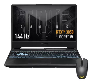 Laptop gamer Asus TUF FX506HC-HN101W negra grafito 15.6", Intel Core i5 I5-11400H 8GB de RAM 512GB SSD, NVIDIA GeForce RTX 3050 144 Hz Windows 11 Home