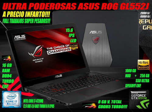 Ultra Poderosa Laptop Gamer Asus Rog Gl552j Intel I7 4700hq