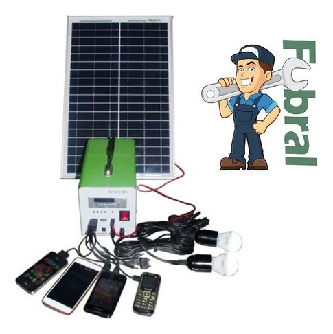 Panel Solar Kit 30watts 7 Amp C/usb Y 4 Lamparas Led Fubral