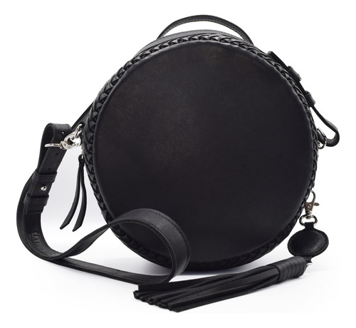 Bolsa Crossbody De Piel Tejida A Mano. 