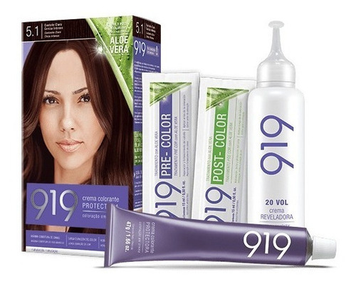 919 Kit Coloración Tintura Permanente Tono 5.1 Castaño claro ceniza intenso