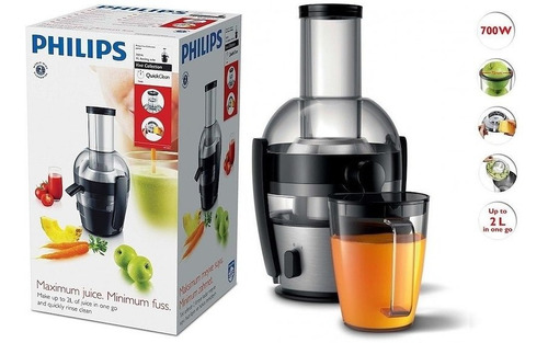 Juguera Philips Viva Hr1863 Boca Ancha 700w Cuerpo Metal Quickclean + Jarra 2 Litros