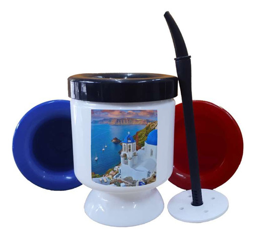 Mate Plastico Grecia Santorini Paisaje Viajes Mundo M2