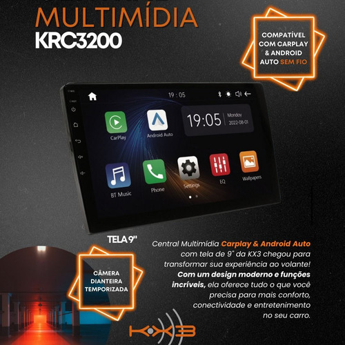Multimídia Carplay Android 9 2din Ahd Espelhamento Sem Fio