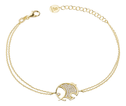 Pulsera De Plata Esterlina 925 Baño Oro 18kt  Elefante 