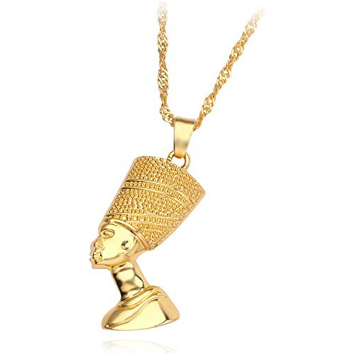 18k Chapado Oro Plata Reina Egipcia Nefertiti Colgante ...