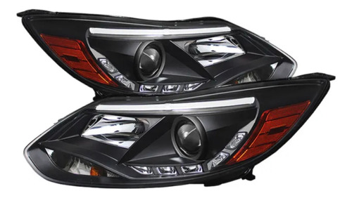 Faros De Lupa + Led Drl Cromados Para Ford Focus 2012 - 2014